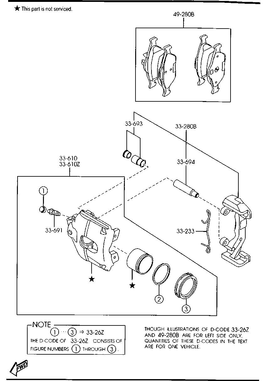 MAZDA DDY2-33-28Z - Тормозные колодки, дисковые, комплект parts5.com