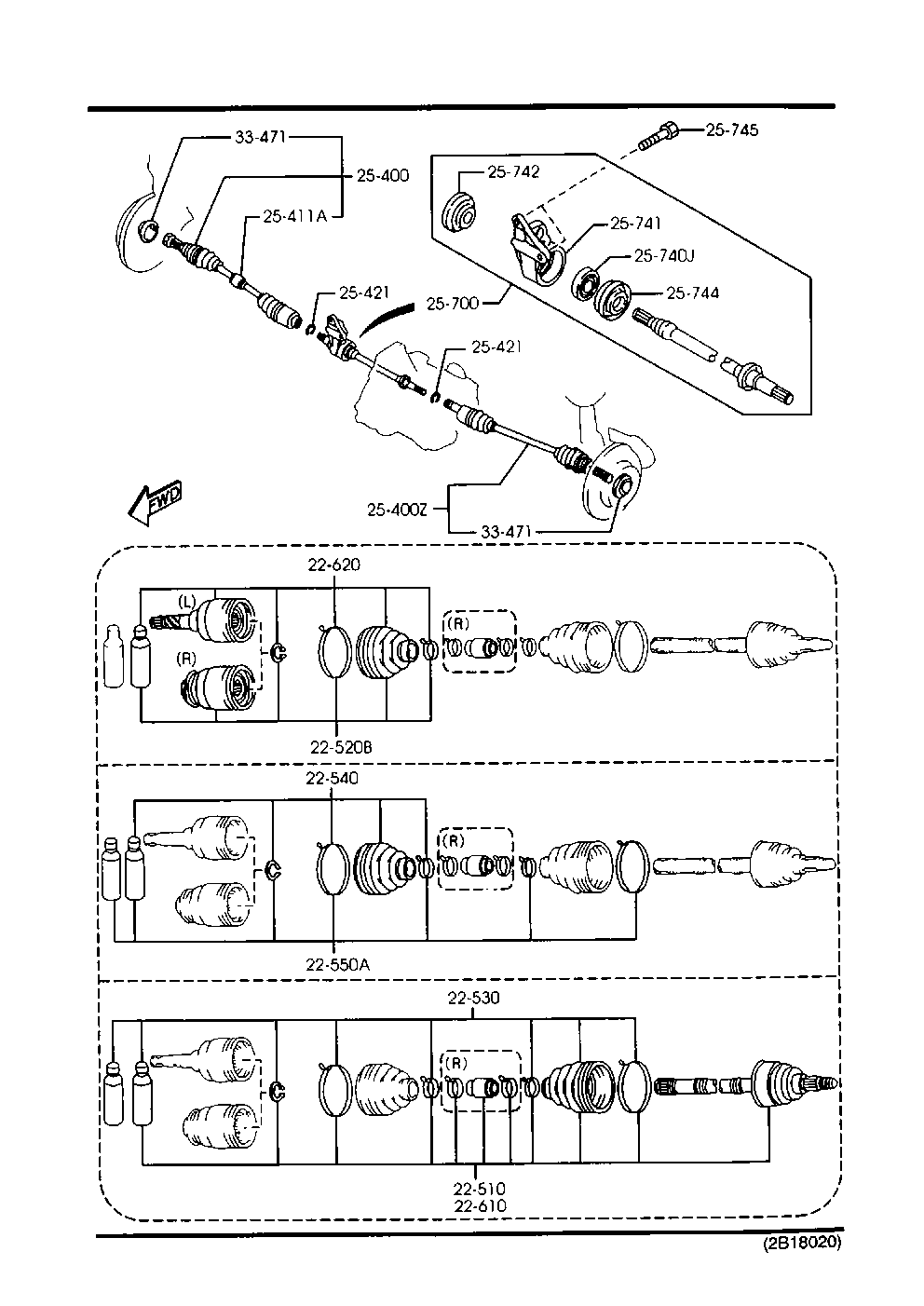 MAZDA FA60-22-620 - Шарнирный комплект, ШРУС, приводной вал parts5.com