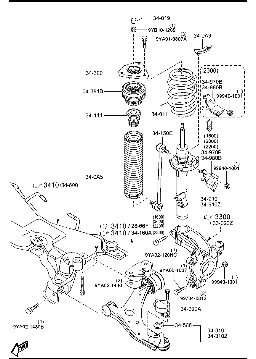 MAZDA BBM2-34-170A - Тяга / стойка, стабилизатор parts5.com