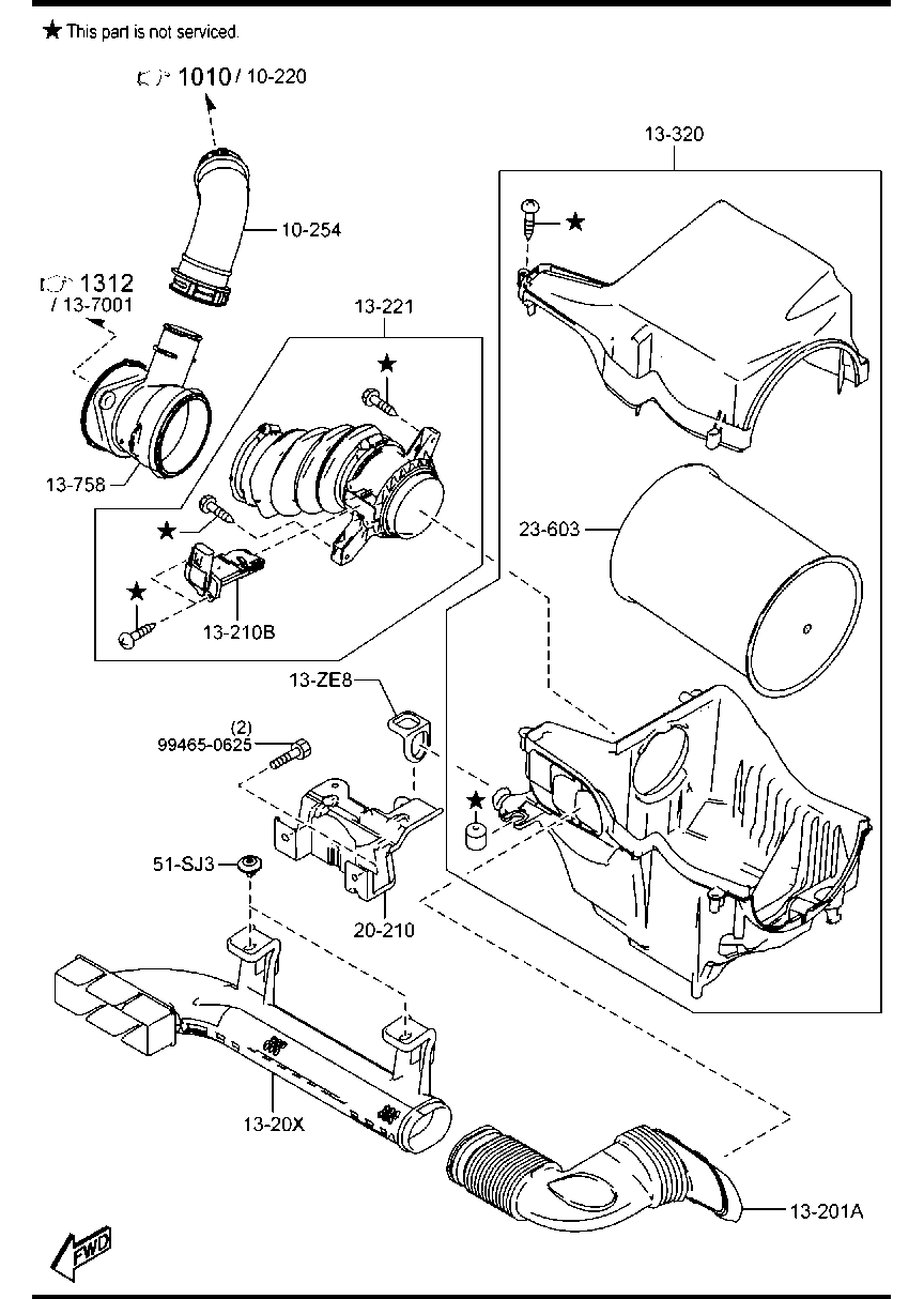 MAZDA Y642-13-Z40B - Воздушный фильтр parts5.com