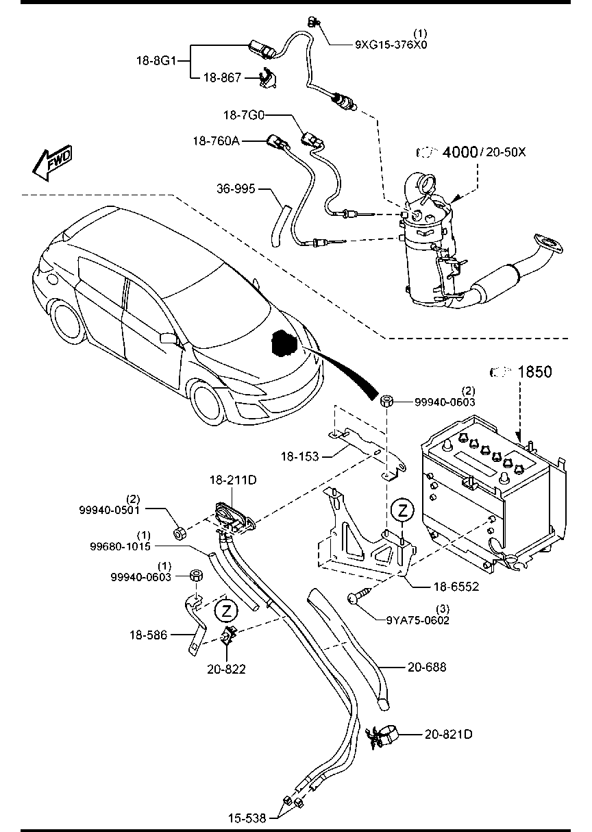 MAZDA Y650-18-215A - Датчик, давление выхлопных газов parts5.com