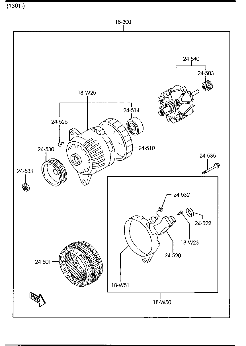 MAZDA WL91-18-300 - Генератор parts5.com