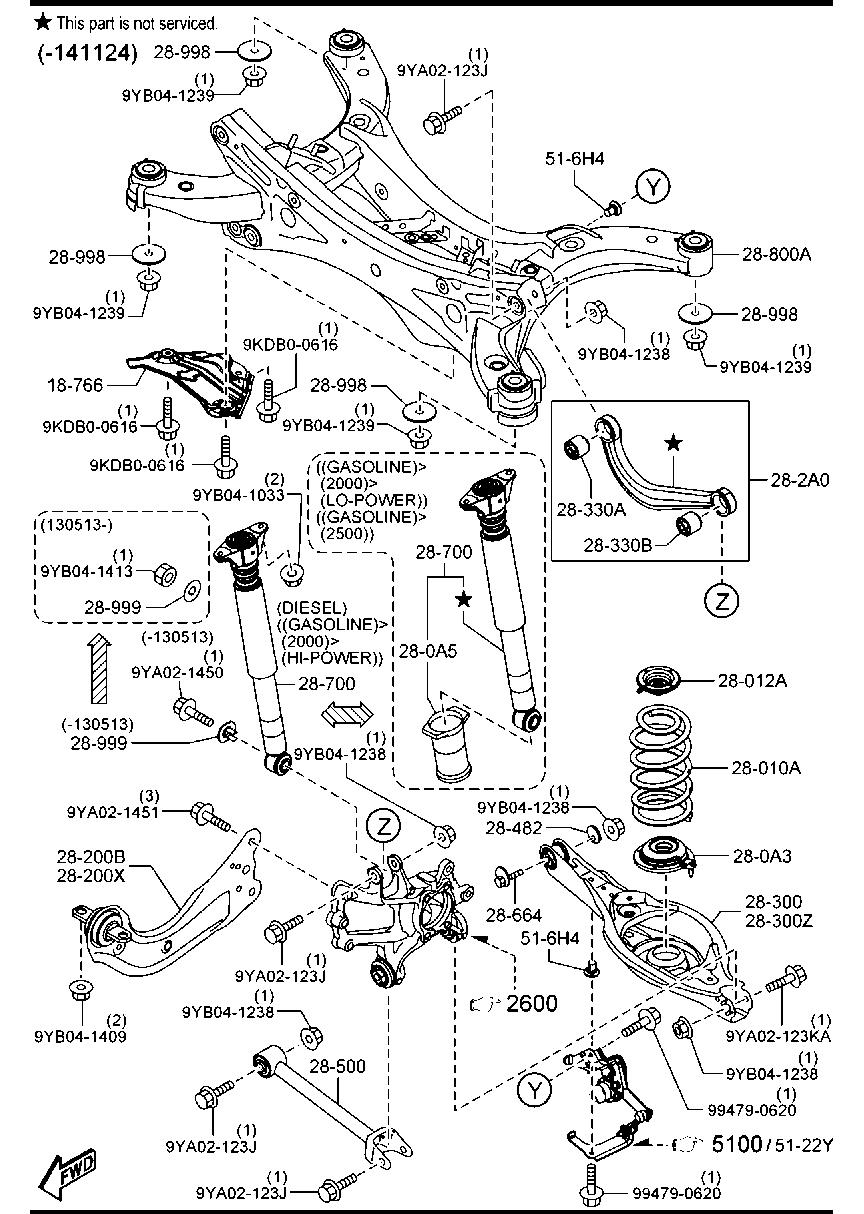 MAZDA GHP9-28-250 - Сайлентблок, рычаг подвески колеса parts5.com