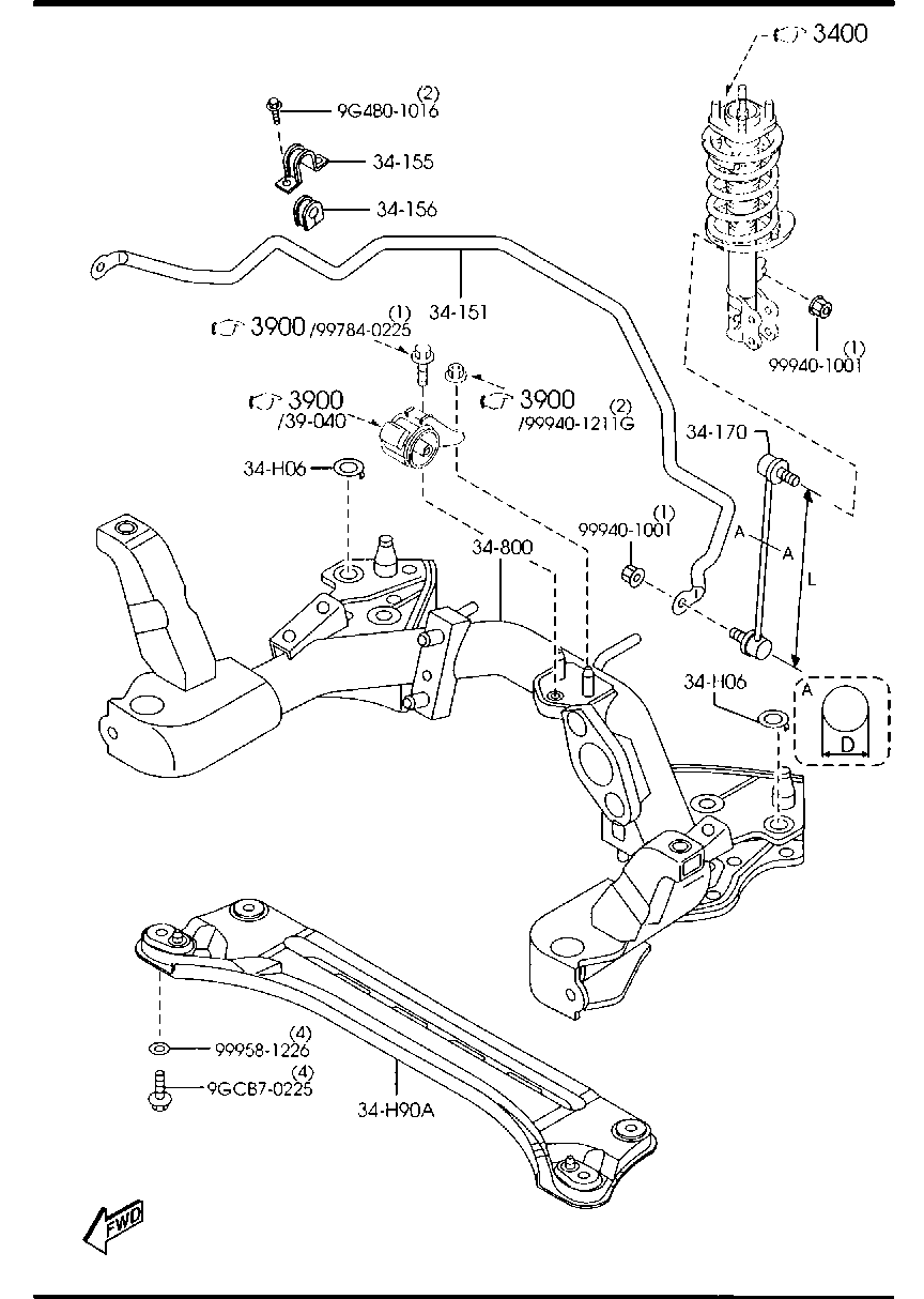 FORD LC62-34-170 - Тяга / стойка, стабилизатор parts5.com