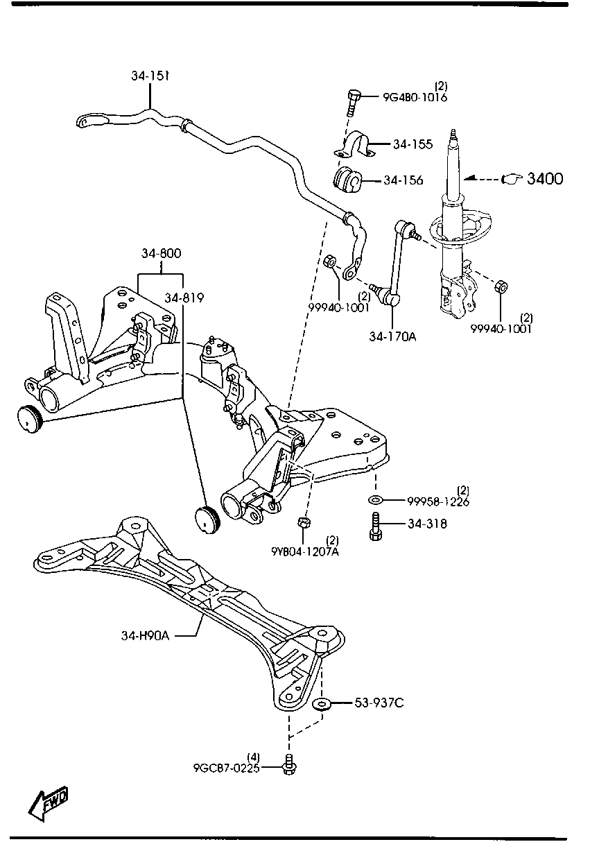 MAZDA LC62-34-170A - Тяга / стойка, стабилизатор parts5.com