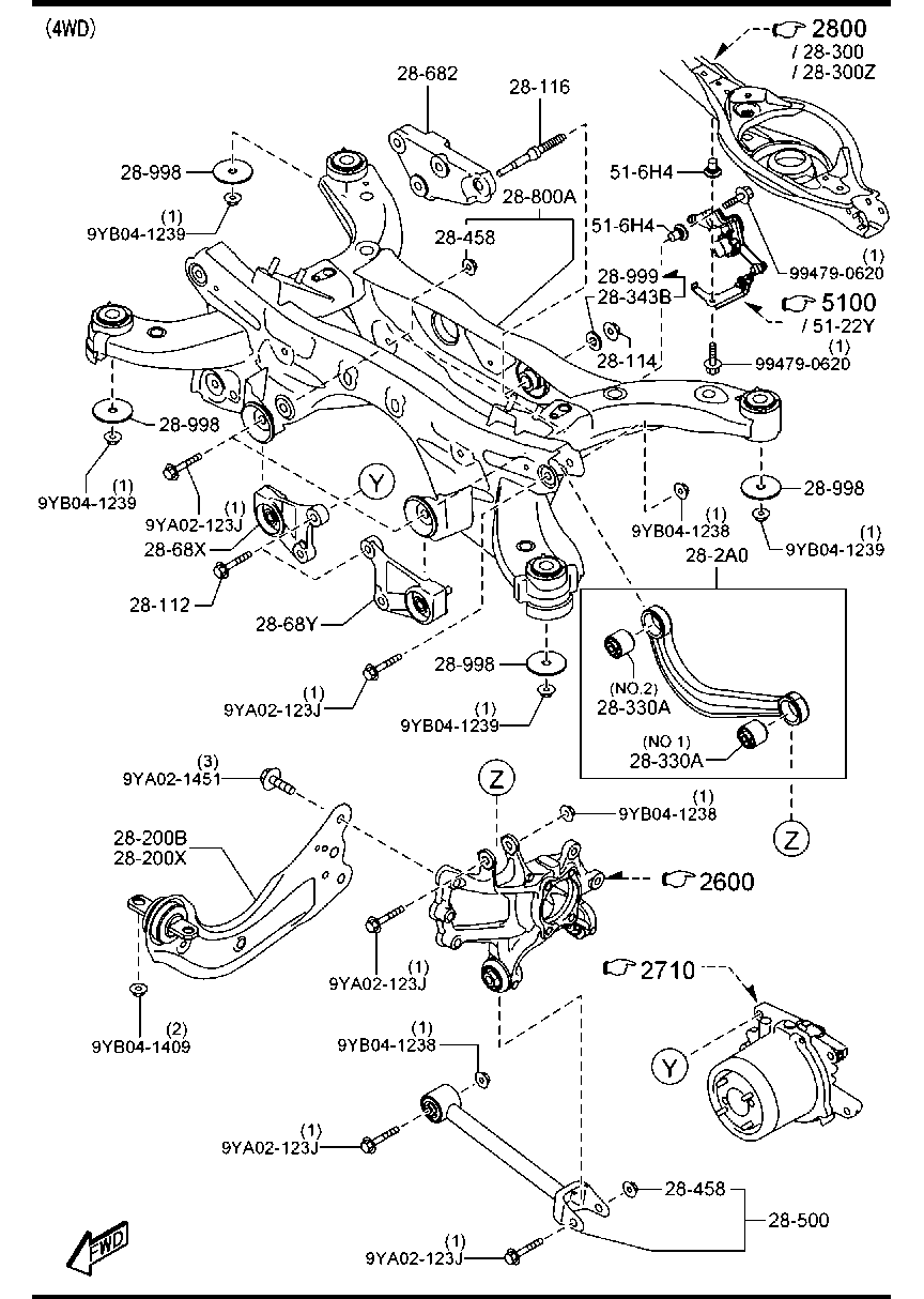 MAZDA KA0G-28-250A - Сайлентблок, рычаг подвески колеса parts5.com