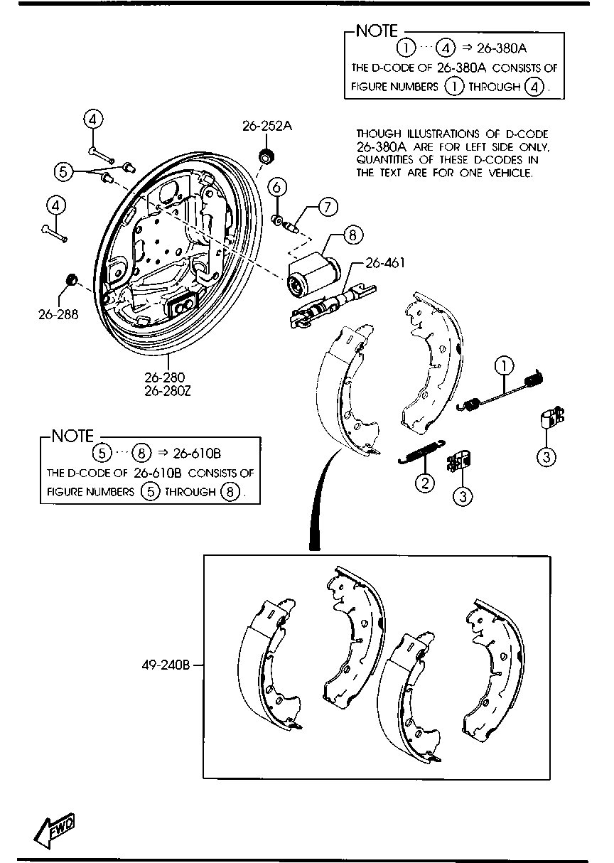 Mitsubishi DDY2-26-38ZA - Комплект тормозных колодок, барабанные parts5.com