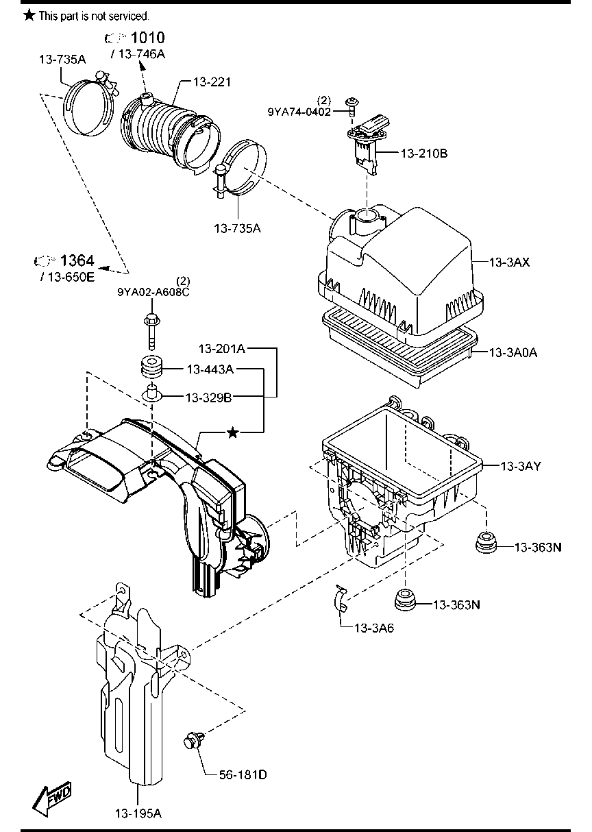 MAZDA PEAR-13-3A0 - Воздушный фильтр parts5.com