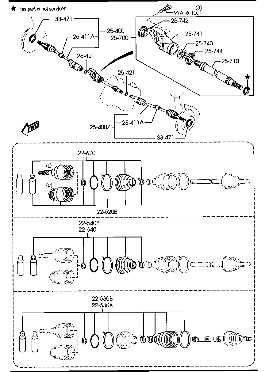 MAZDA GD62-22-520A - Шарнирный комплект, ШРУС, приводной вал parts5.com