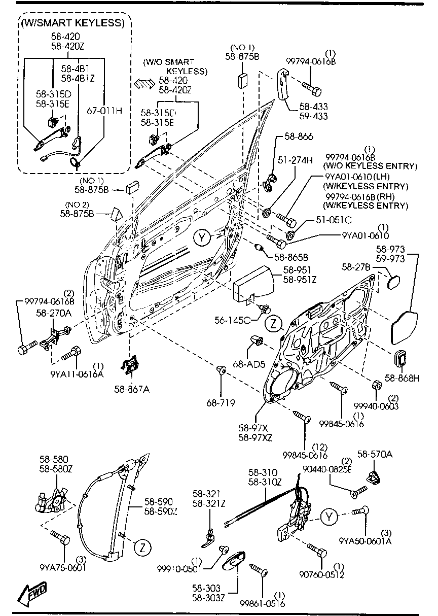 MAZDA GJ6A-58-590G - Стеклоподъемник parts5.com