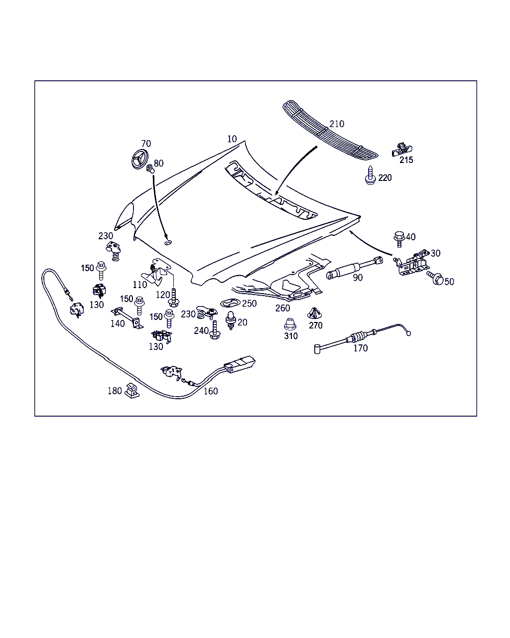 Mercedes-Benz A 203 880 04 29 - Газовая пружина, капот parts5.com