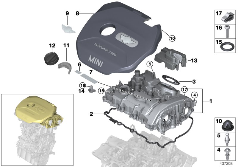 Mini 11 12 8 618 515 - Прокладка, крышка головки цилиндра parts5.com