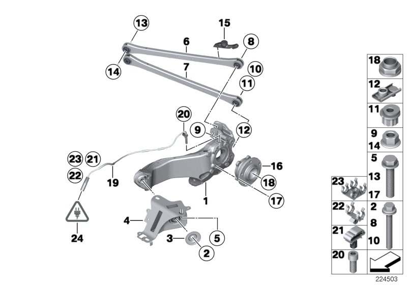 BMW 07 11 9 906 460 - Ремкомплект, подвеска колеса parts5.com