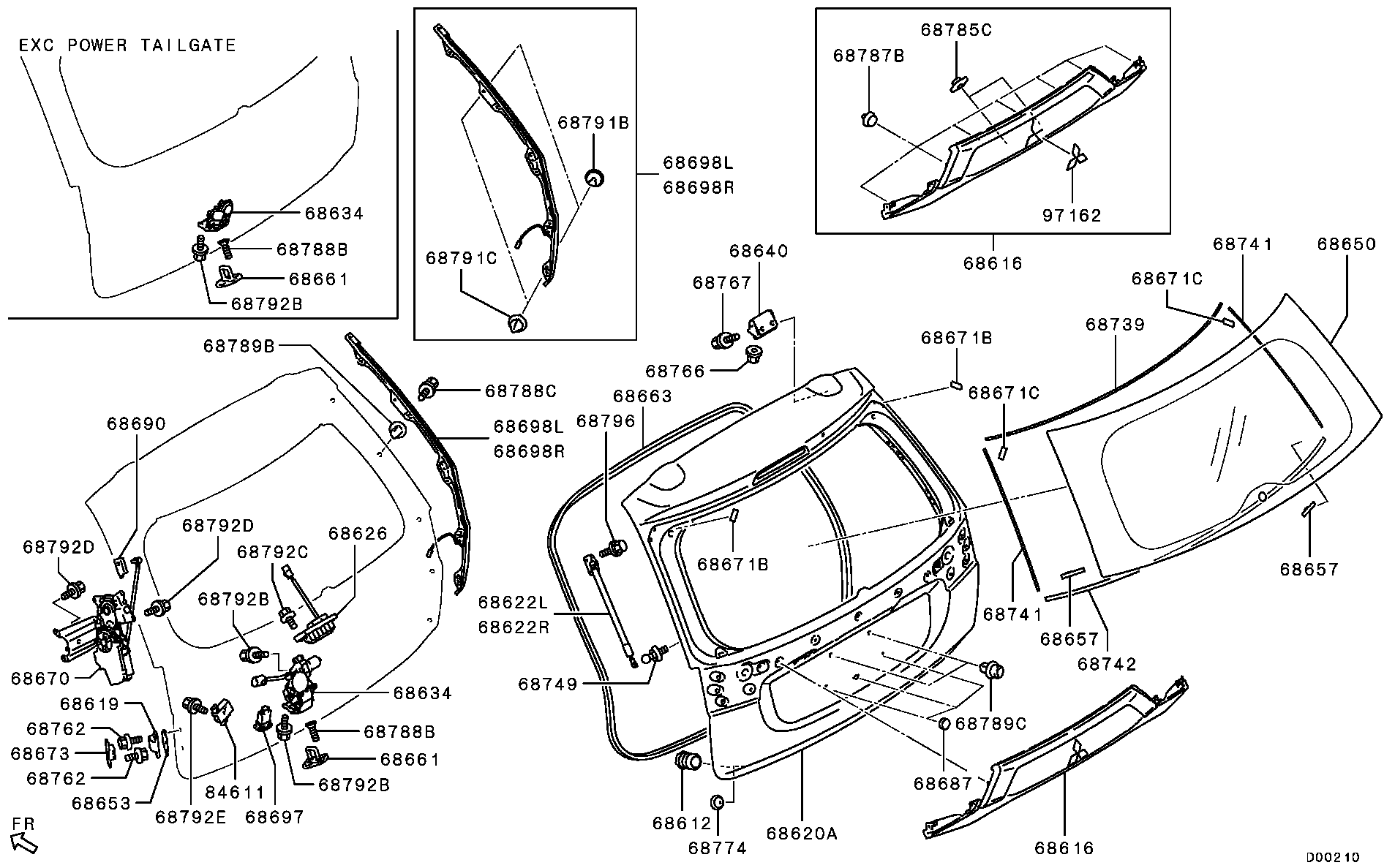 Mitsubishi 5802A599 - Газовая пружина, упор parts5.com