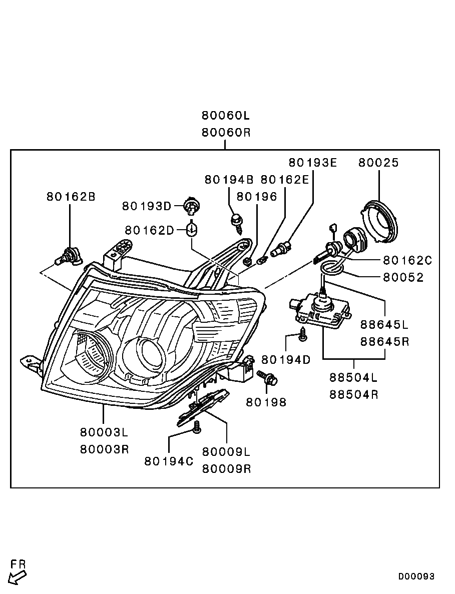 Mitsubishi 8301A098 - Лампа накаливания, основная фара parts5.com