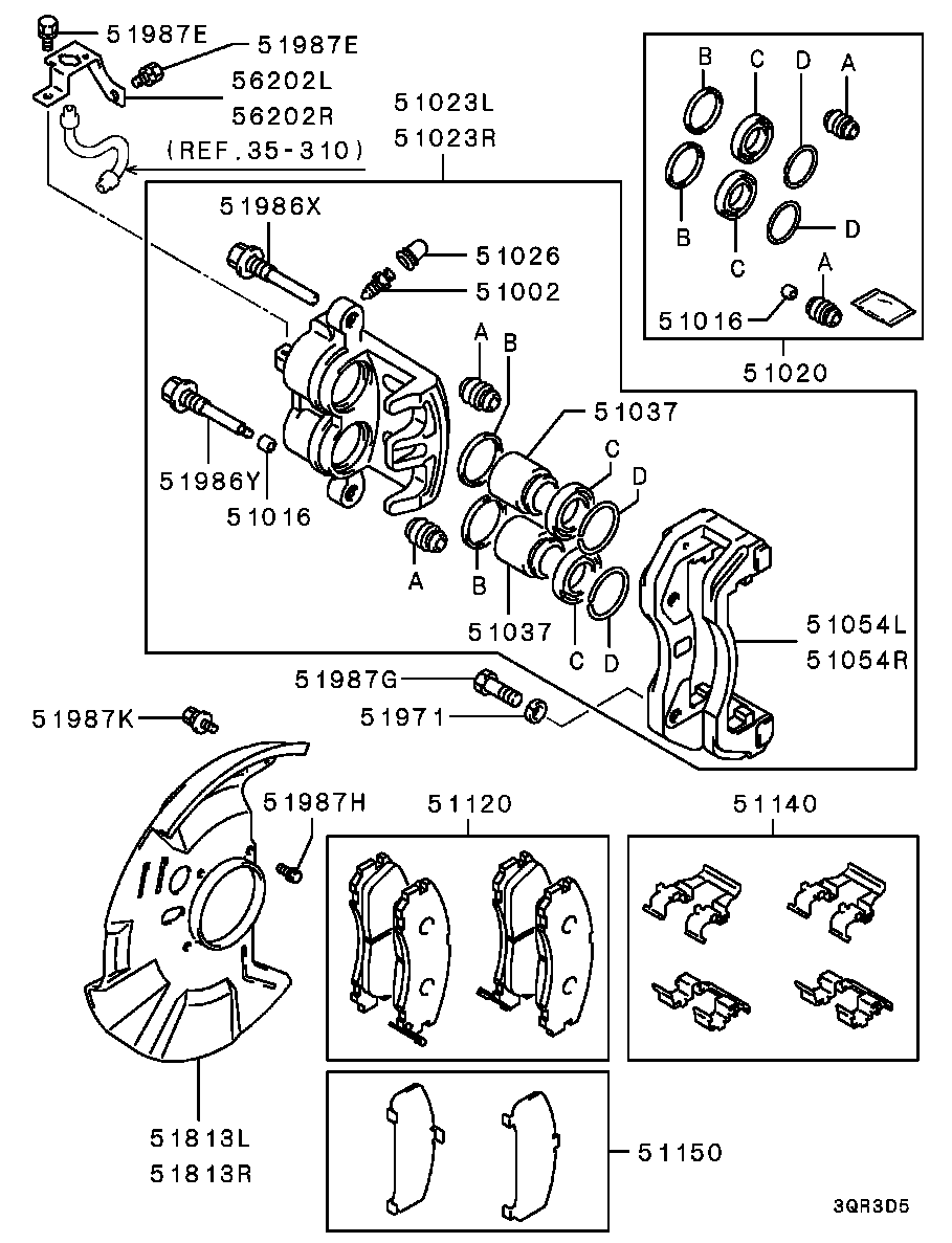 Mitsubishi MR977364 - Ремкомплект, тормозной суппорт parts5.com