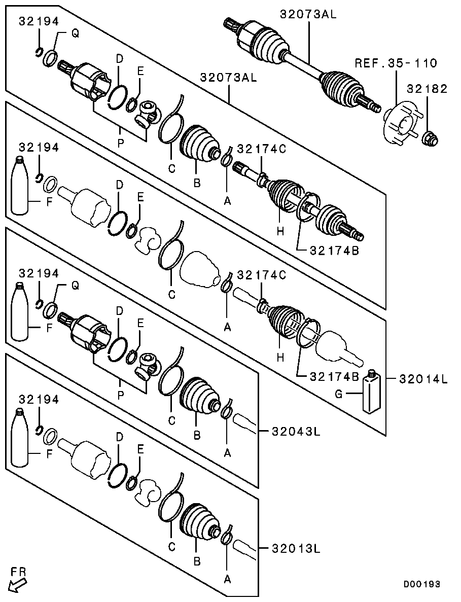 Mitsubishi 3817A264 - Шарнирный комплект, ШРУС, приводной вал parts5.com