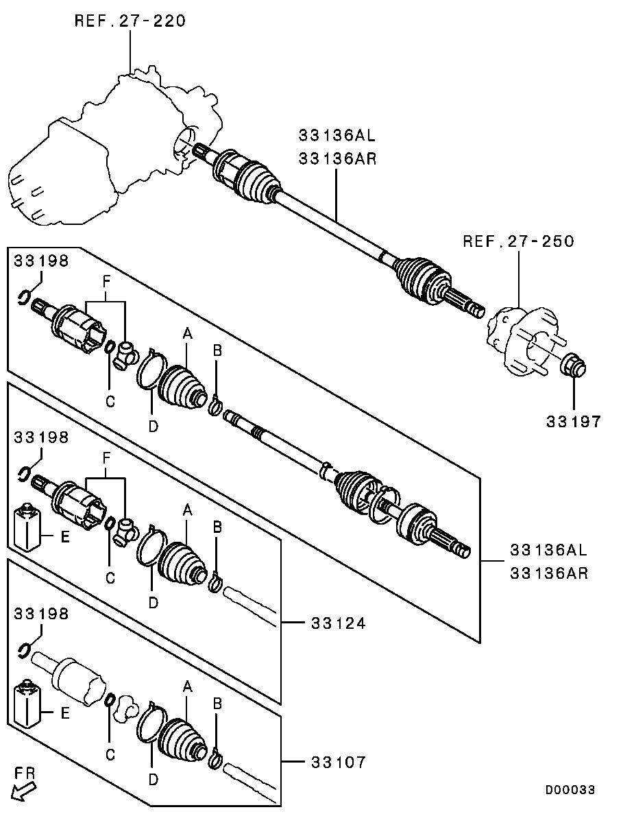 Mitsubishi 3715A203 - Шарнирный комплект, ШРУС, приводной вал parts5.com