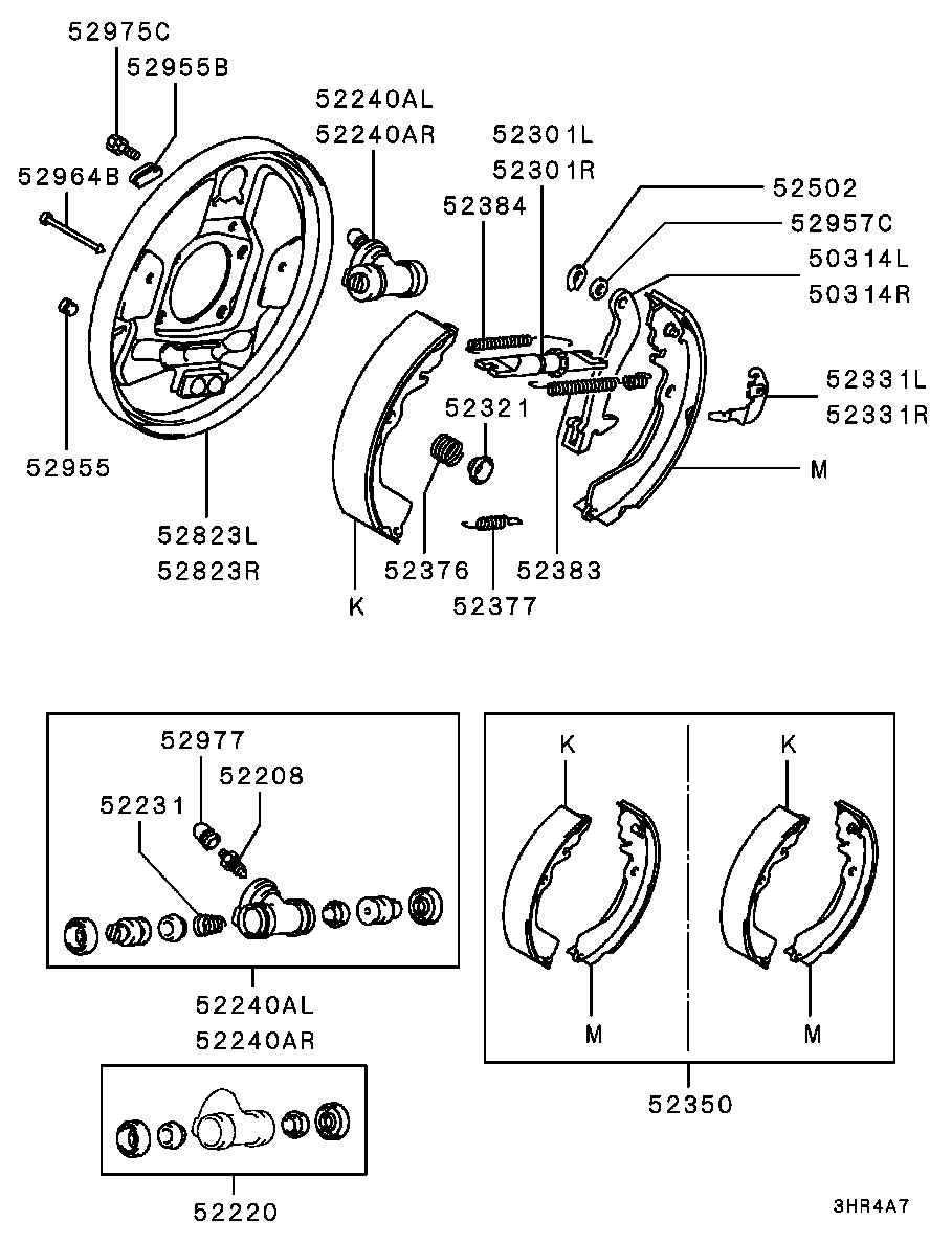 Mitsubishi MB950064 - Комплект тормозных колодок, барабанные parts5.com