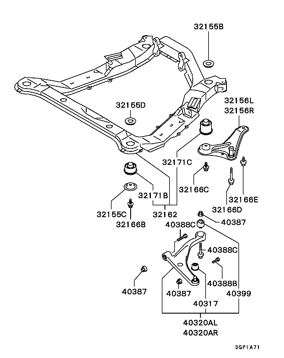 Mitsubishi MR316051 - Сайлентблок, рычаг подвески колеса parts5.com