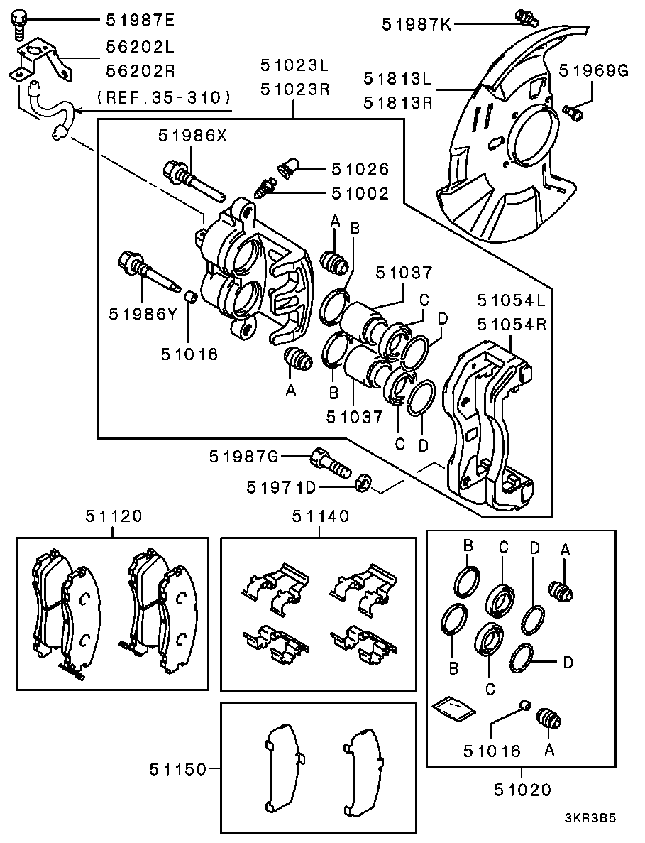 Mitsubishi MN102608 - Тормозные колодки, дисковые, комплект parts5.com