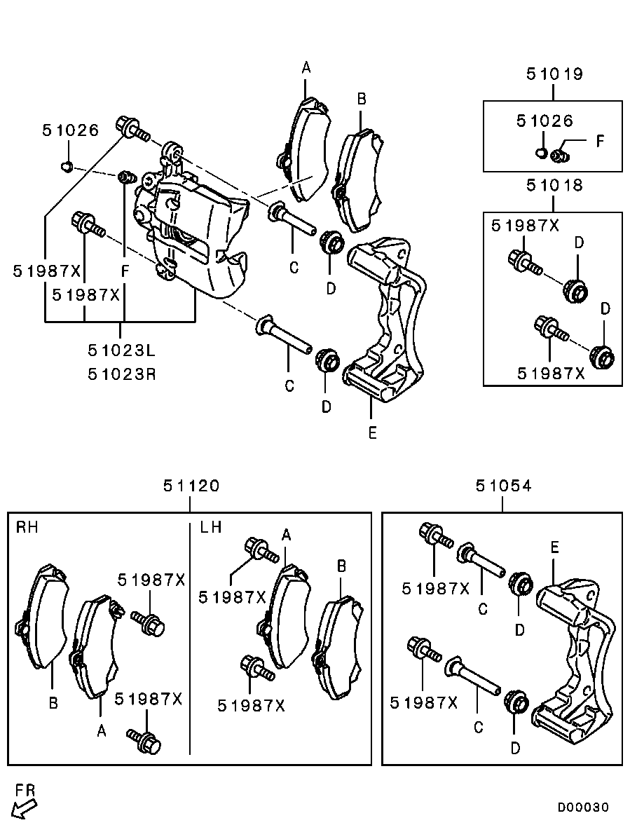 Mitsubishi MR977117 - Тормозные колодки, дисковые, комплект parts5.com