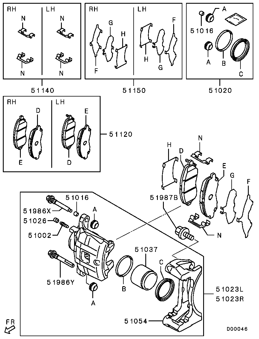 Mitsubishi 4605A730 - Тормозные колодки, дисковые, комплект parts5.com