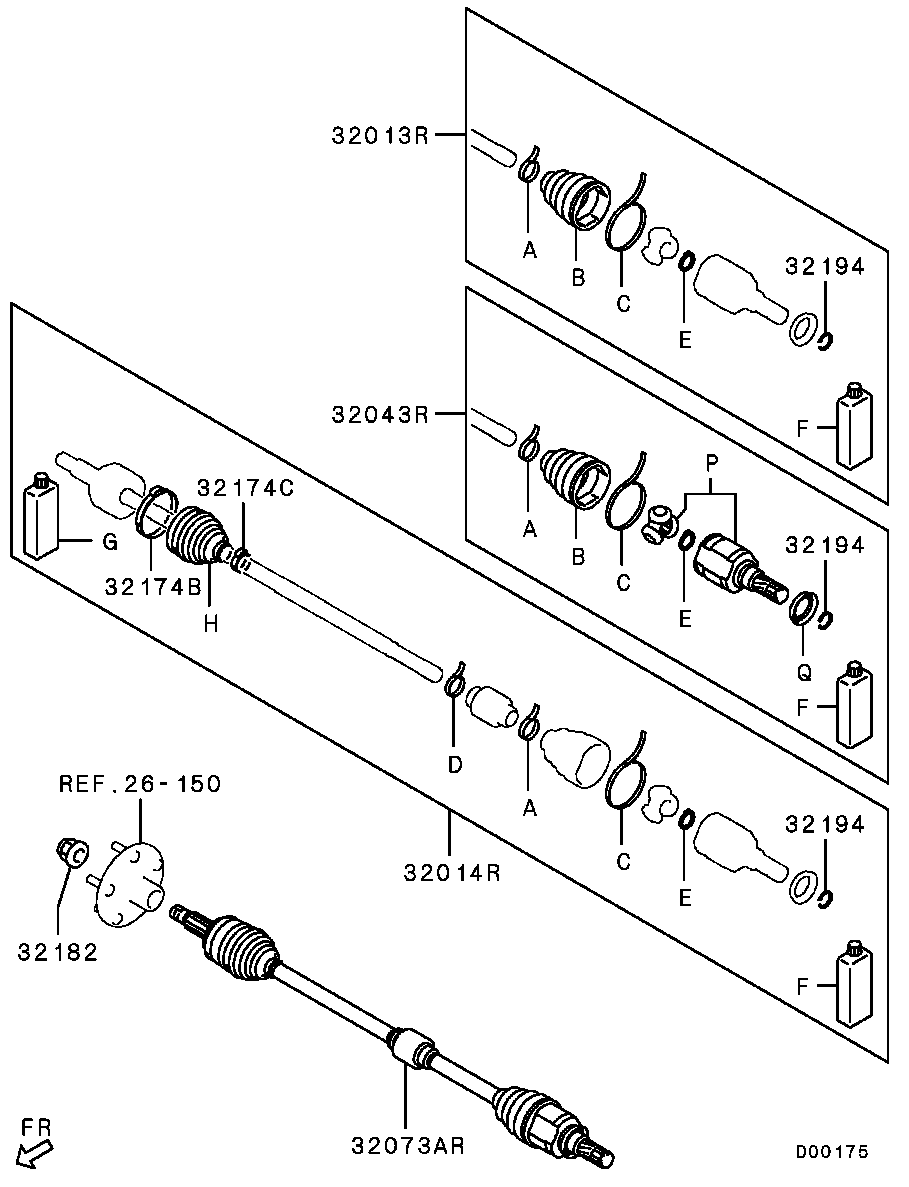 Mitsubishi 3815A226 - Шарнирный комплект, ШРУС, приводной вал parts5.com