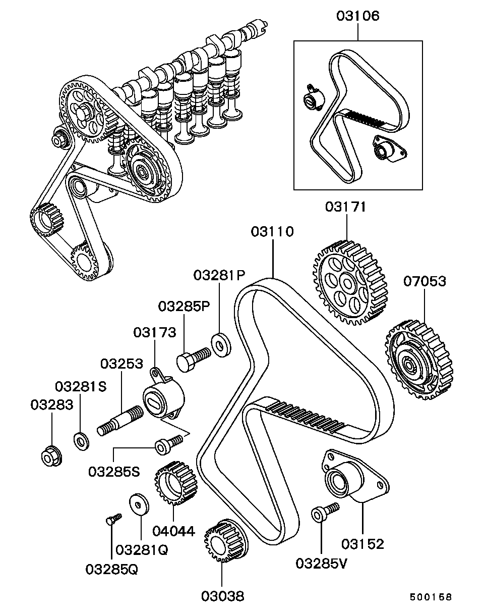 Mitsubishi M343741 - Натяжной ролик, ремень ГРМ parts5.com