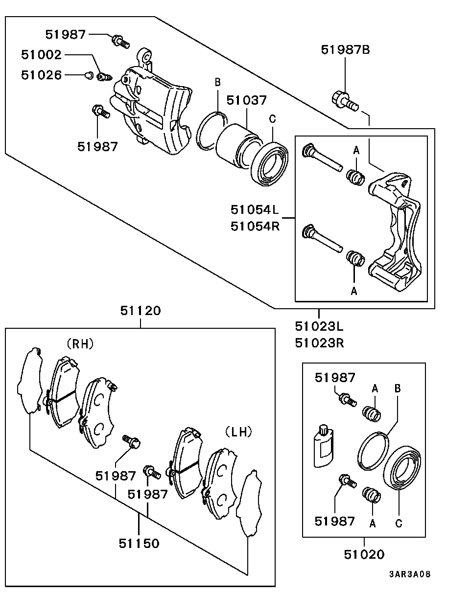 Mitsubishi MR407946 - Тормозные колодки, дисковые, комплект parts5.com