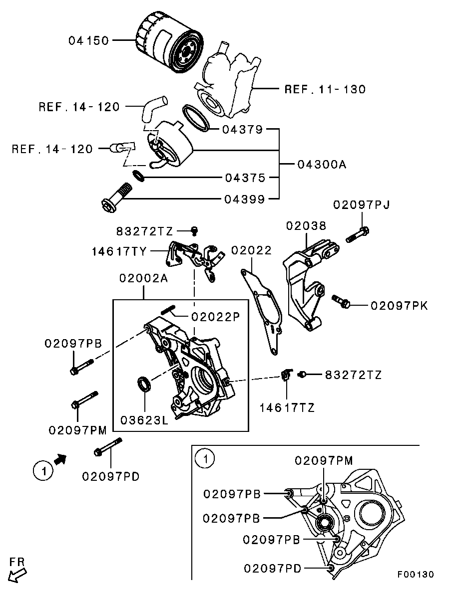 Mitsubishi 1230A045 - Масляный фильтр parts5.com