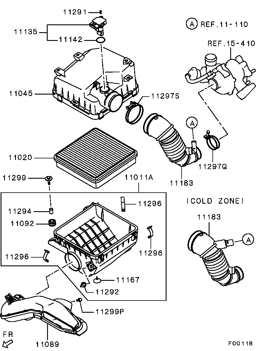 Mitsubishi 1500A098 - Воздушный фильтр parts5.com