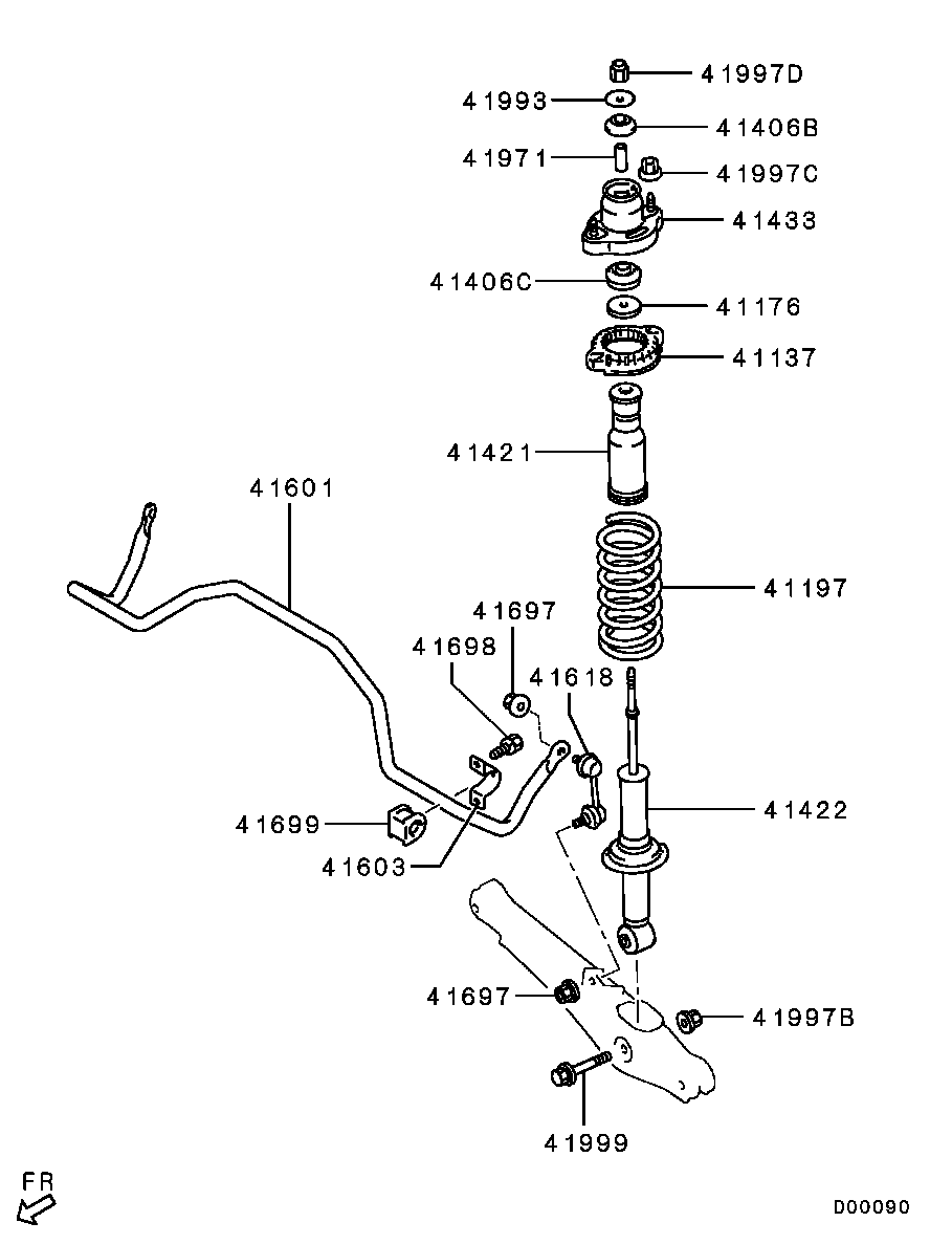 Mitsubishi 4162A050 - Амортизатор parts5.com