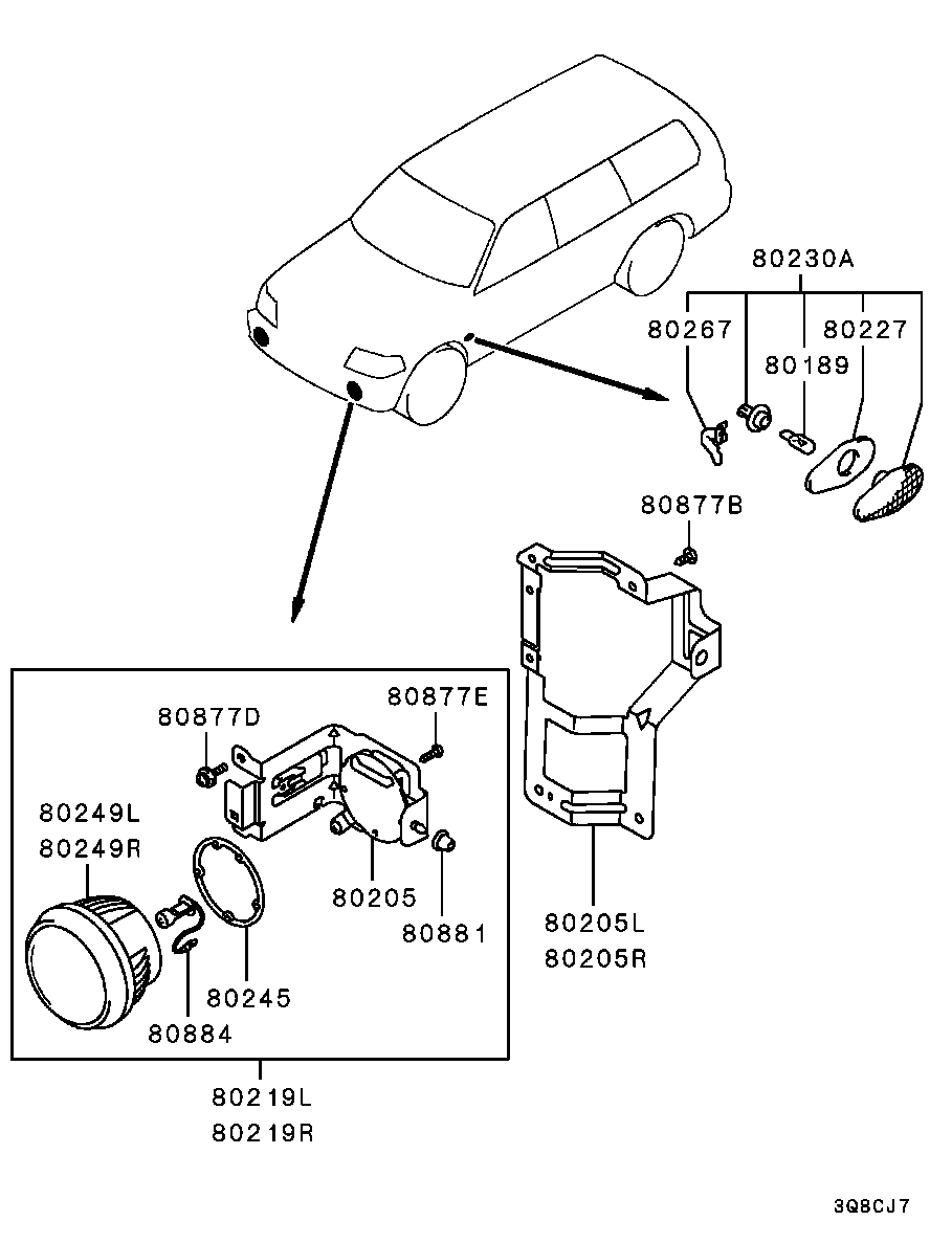 Mitsubishi MS820964 - Lámpara, faro de curva dinámico parts5.com