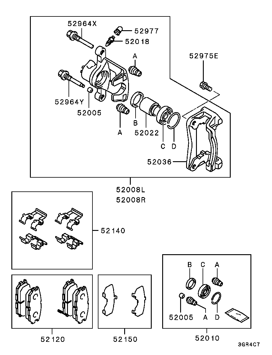 Mitsubishi MN102625 - Тормозные колодки, дисковые, комплект parts5.com