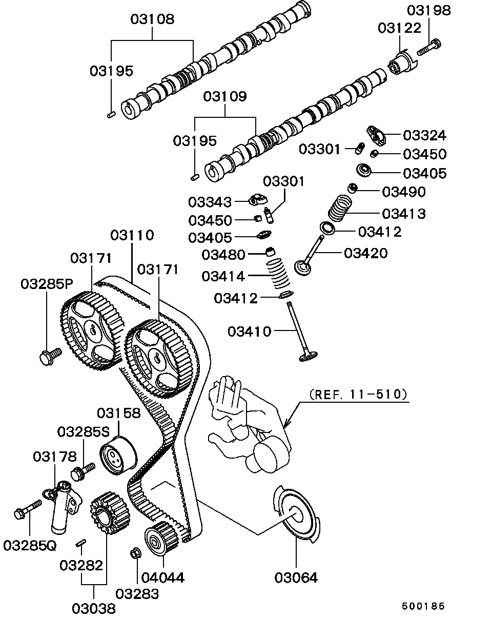 Mitsubishi MD171130 - Толкатель, гидрокомпенсатор parts5.com