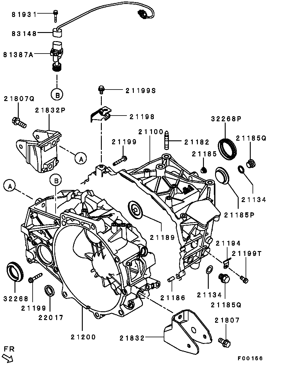 Mitsubishi 2590A052 - Уплотняющее кольцо, промежуточный вал parts5.com