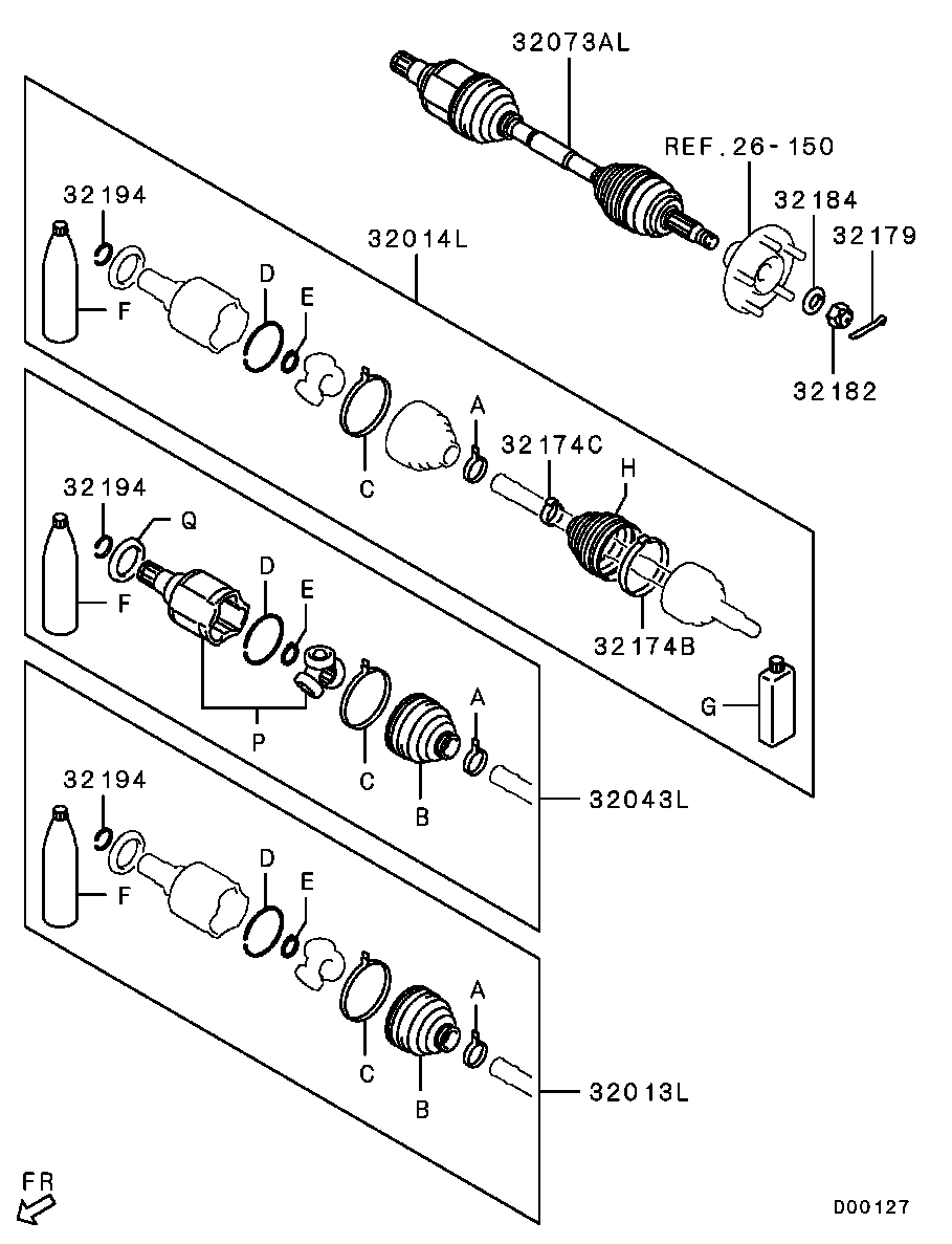 Mitsubishi 3817A141 - Шарнирный комплект, ШРУС, приводной вал parts5.com