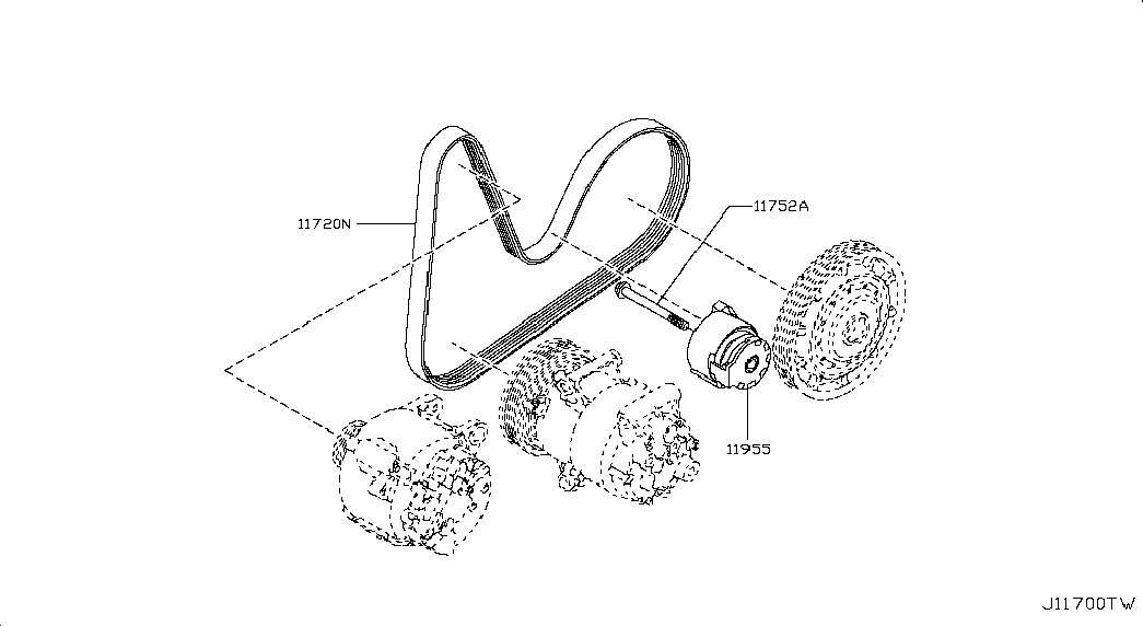 NISSAN 11720-00Q1W - Поликлиновой ремень parts5.com