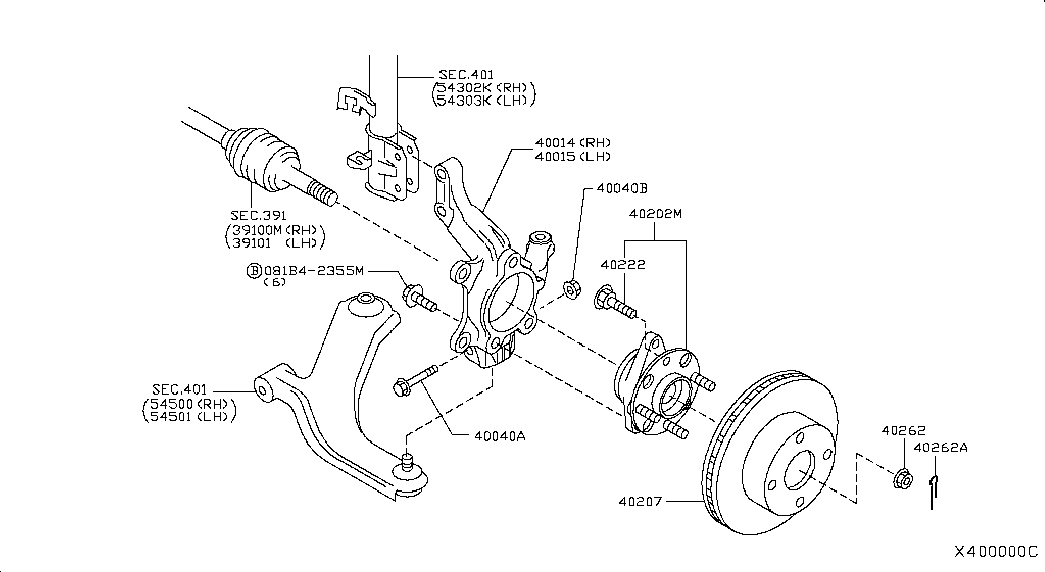 NISSAN 40202-EM00A - Комплект подшипника ступицы колеса parts5.com