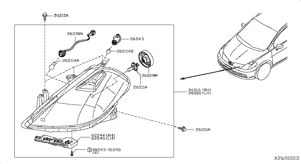 NISSAN 26266-EM30A - Лампа, входное освещение parts5.com