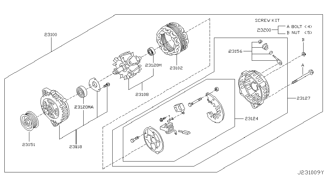 NISSAN 23100-AU400 - Генератор parts5.com