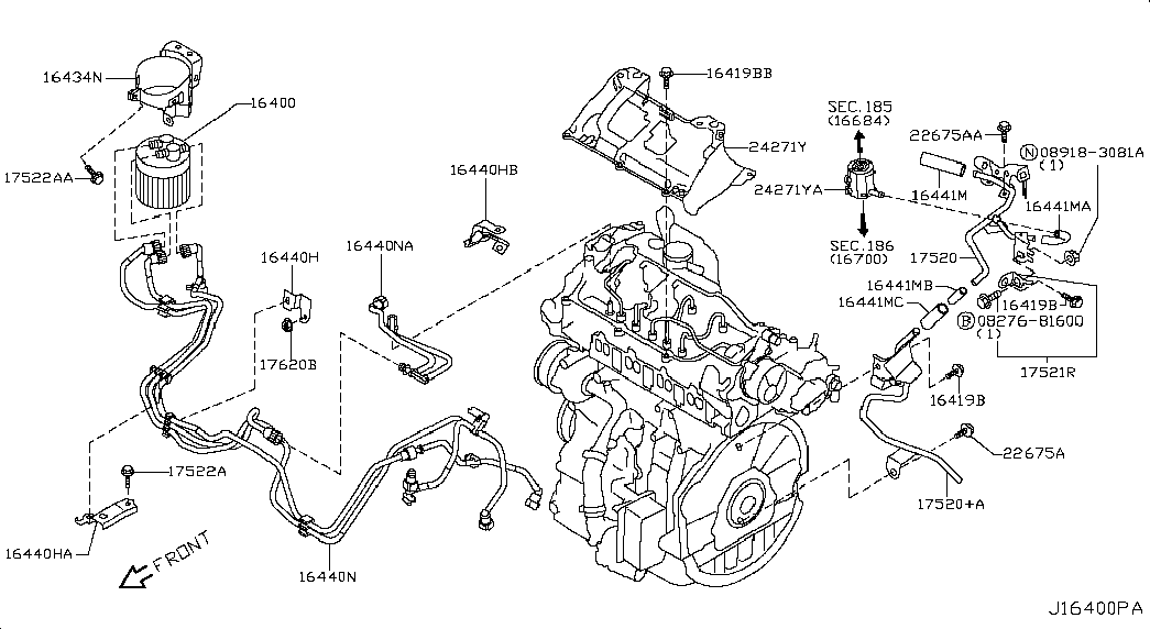 NISSAN 16400-JY00B - Топливный фильтр parts5.com