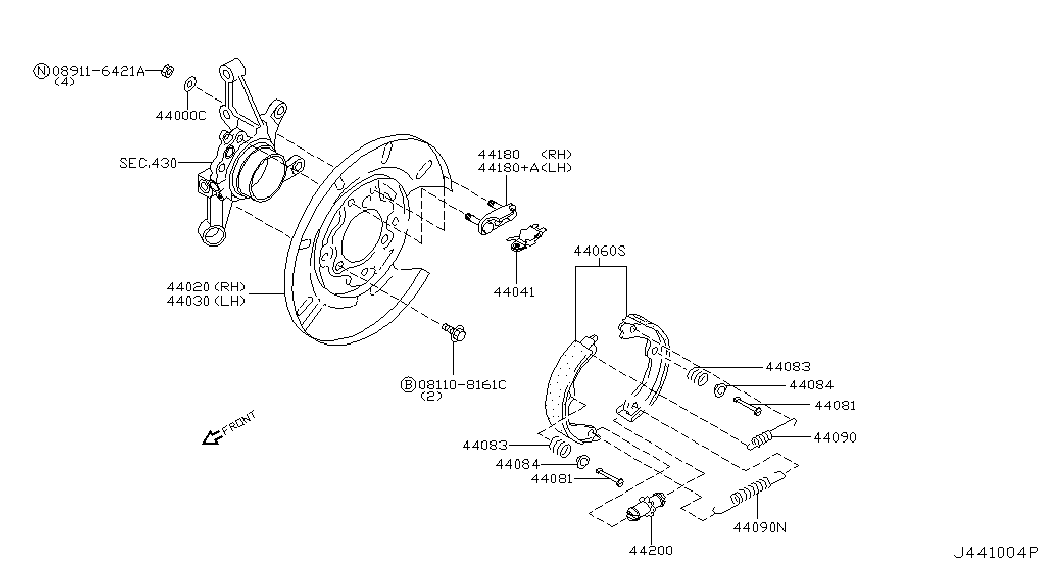 NISSAN 44060-8H725 - Комплект тормозов, ручник, парковка parts5.com