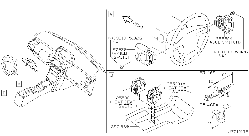 NISSAN 25500-AX610 - Выключатель, обогрев сидения parts5.com