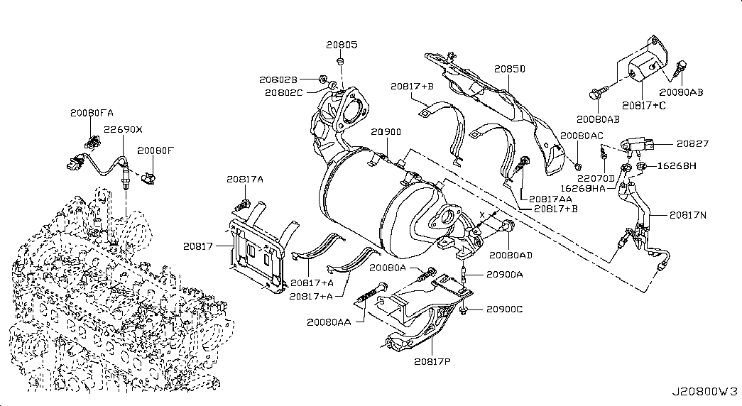 NISSAN 2082700Q0G - Датчик, давление выхлопных газов parts5.com