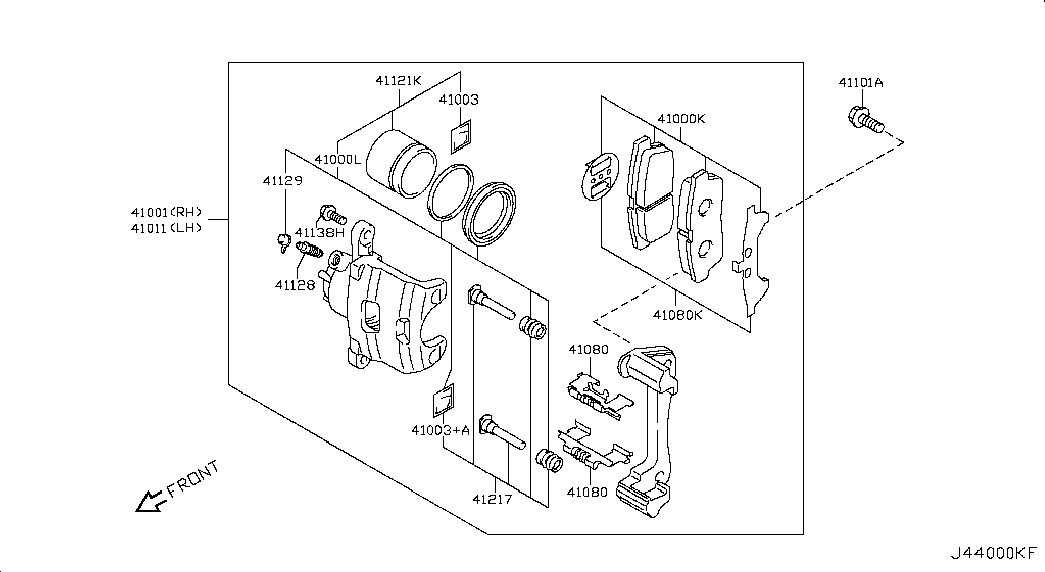 NISSAN 41060-4A00B - Тормозные колодки, дисковые, комплект parts5.com