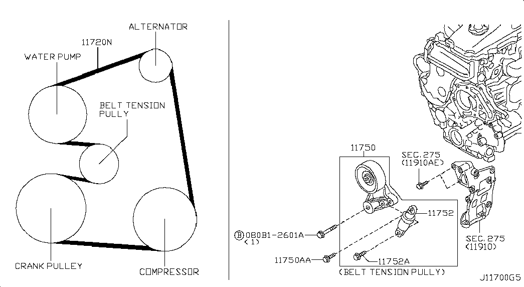 NISSAN 11720VC10A - Поликлиновой ремень parts5.com