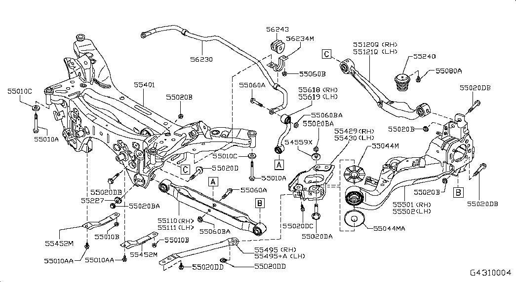 NISSAN 55226-EN10B - Болт регулировки развала колёс parts5.com