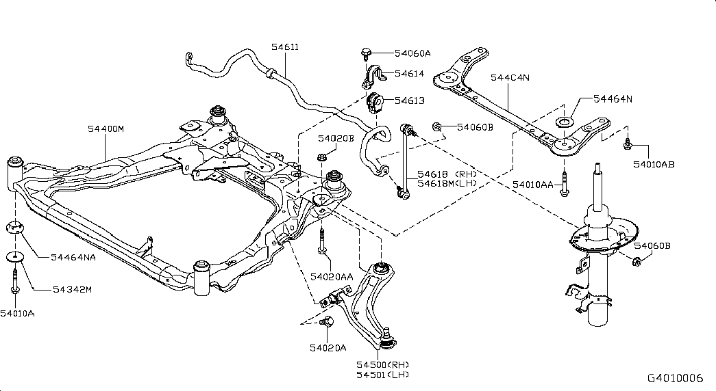 NISSAN 54668-4CB0A - Тяга / стойка, стабилизатор parts5.com